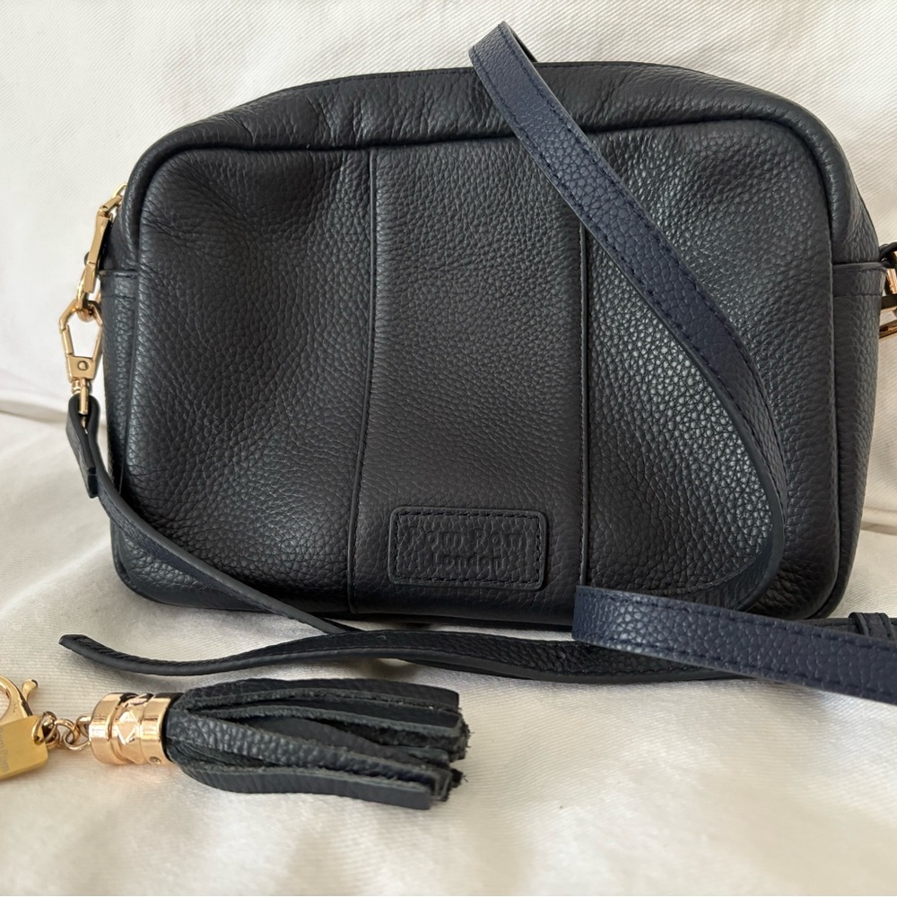 Navy Leather City Crossbody Bag